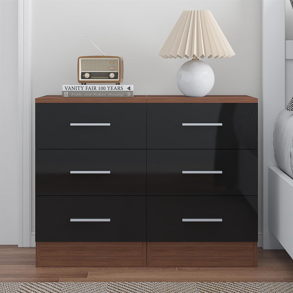 REFLECT High Gloss Pair of 3 Drawer Bedsides in 4 Colour Options
