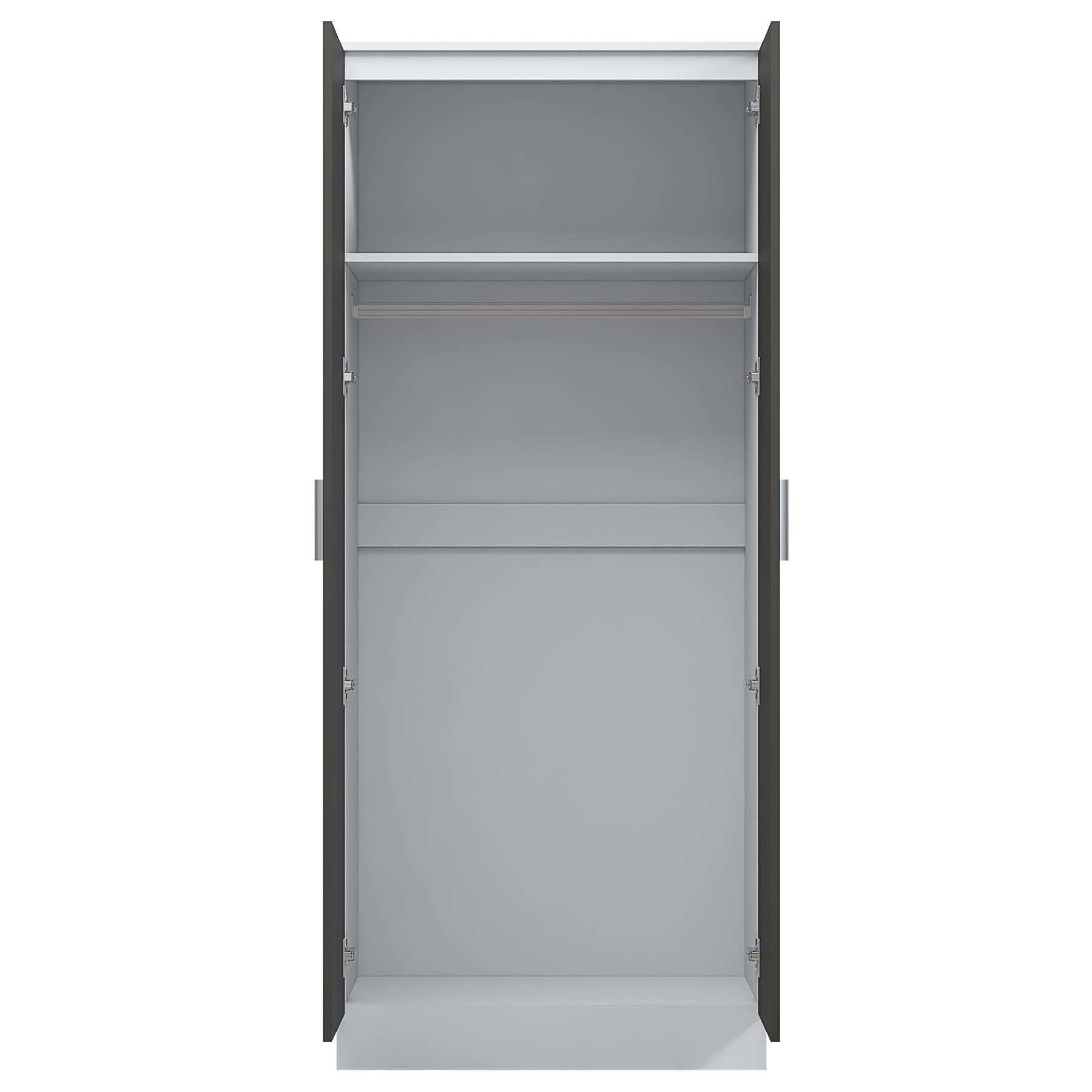 REFLECT High Gloss Bedroom Furniture Wardrobe Chest Bedside Desk in Grey/White