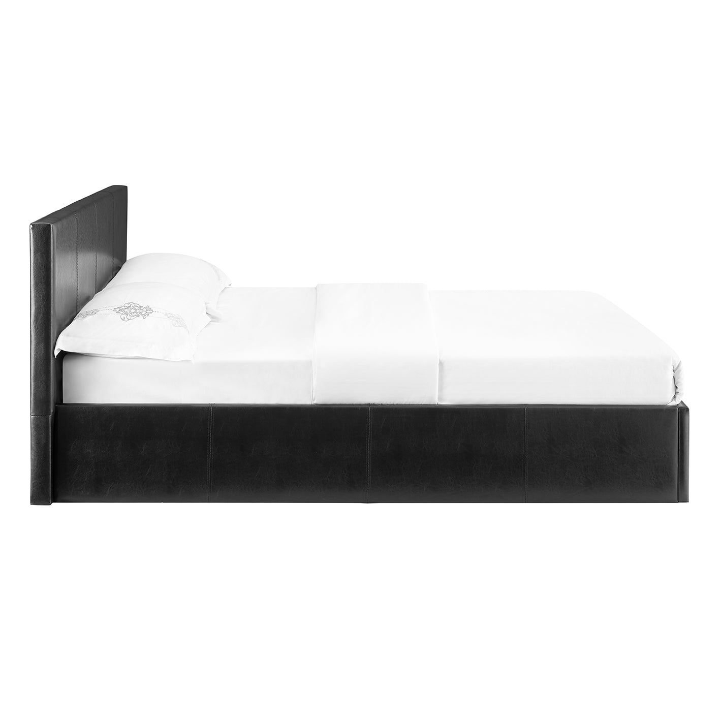 LUNA Faux Leather Ottoman Storage Bedframe in Black 4 Size + Mattress Options