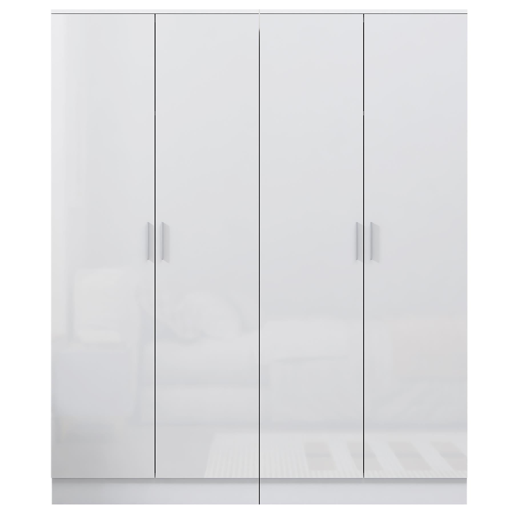 REFLECT - 2x 2 Door PLAIN Wardrobe Bundle - Gloss White / Matt White