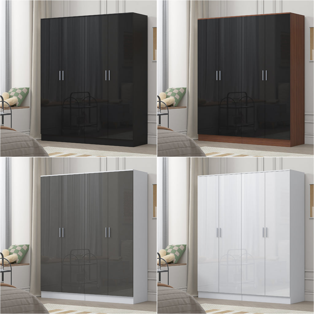 REFLECT Gloss 2pc Wardrobe Bundle - 2x 2 Door Plain Wardrobes - 4 Colour Options
