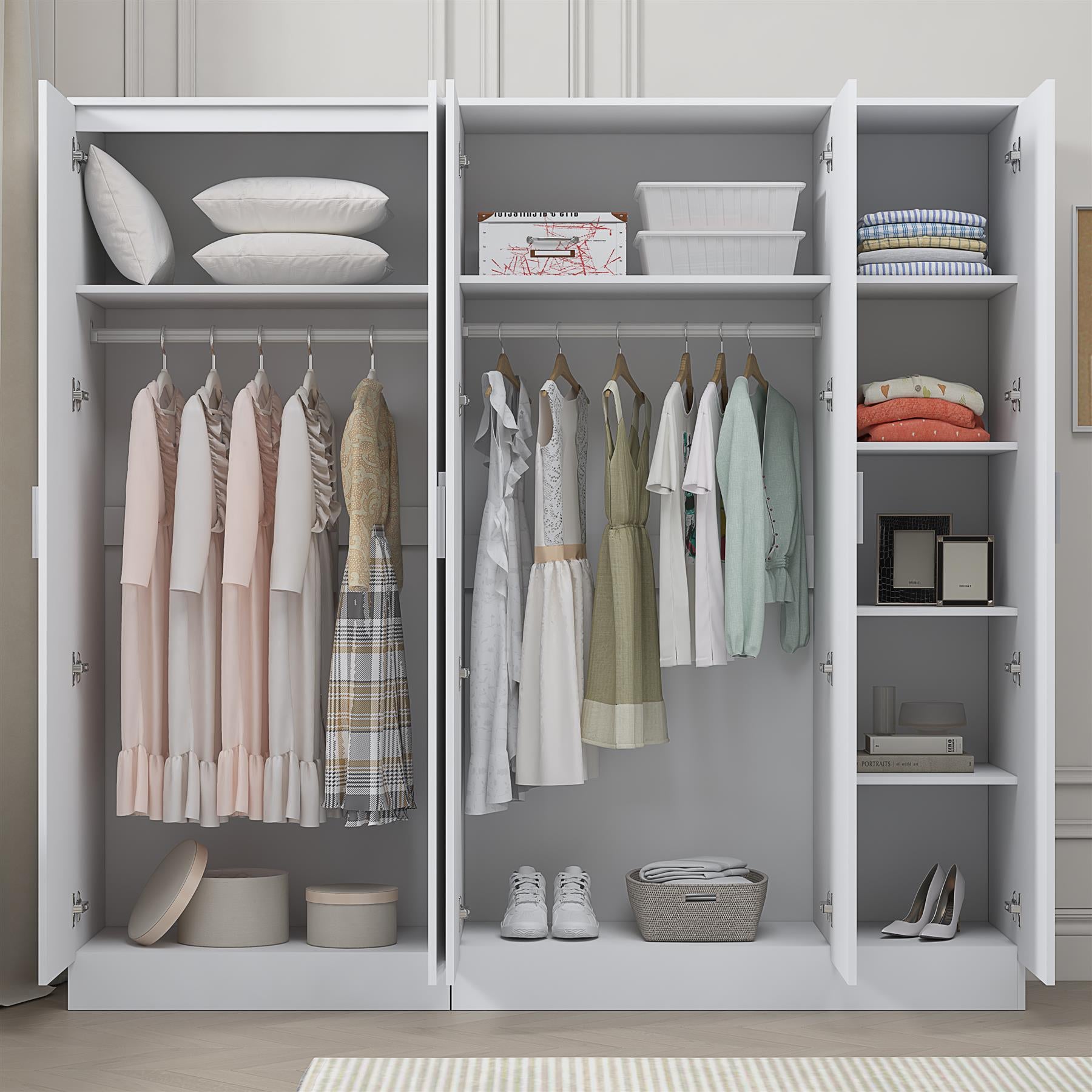 REFLECT 2pc Wardrobe Bundle - 3 Door Mirror + 2 Door Plain - 4 Colour Options