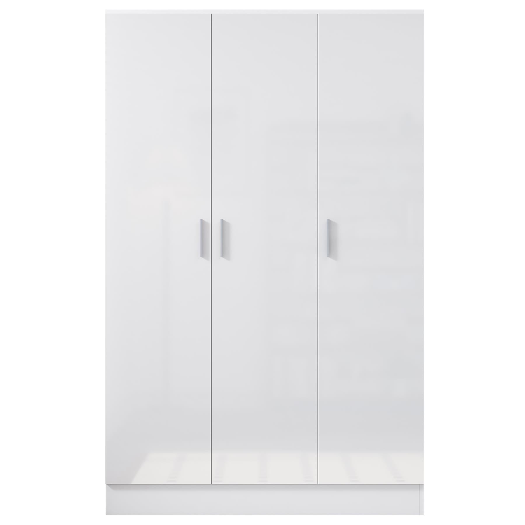 REFLECT Gloss Bedroom Furniture 3 Door Plain Wardrobe - 4 Colour Options