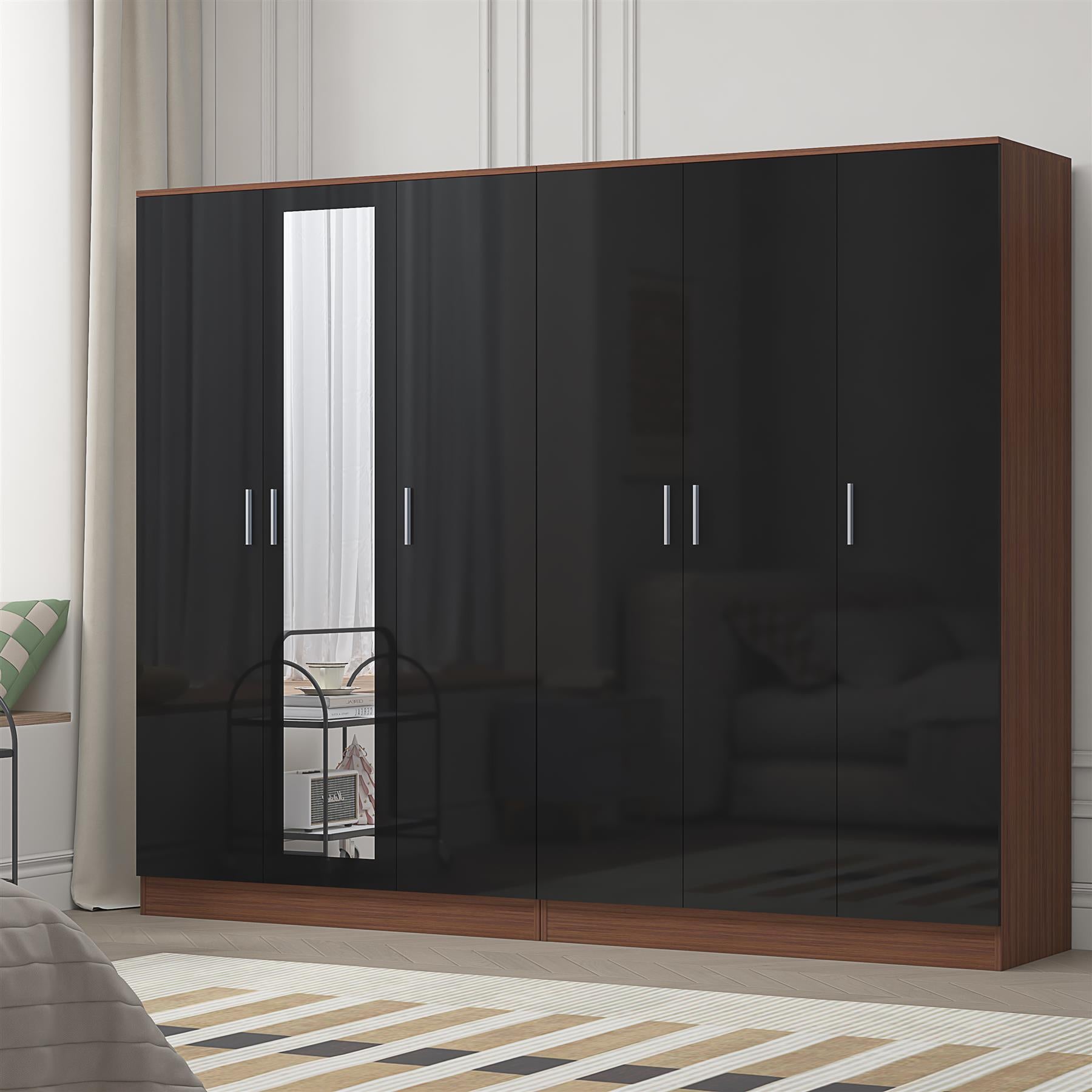 REFLECT 2pc Wardrobe Bundle - 3 Door Mirror + 3 Door Plain - 4 Colour Options