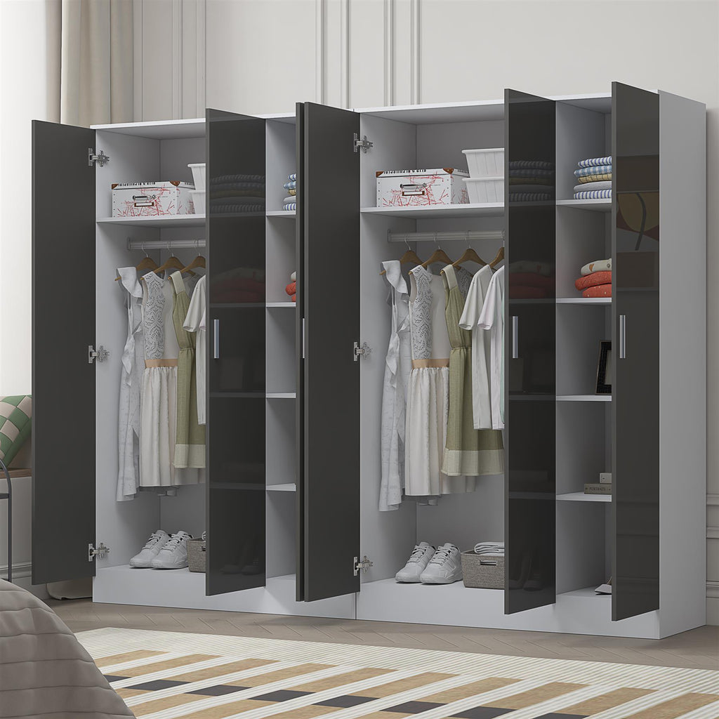 REFLECT 2pc Wardrobe Bundle - 3 Door Plain + 3 Door Plain - 4 Colour Options