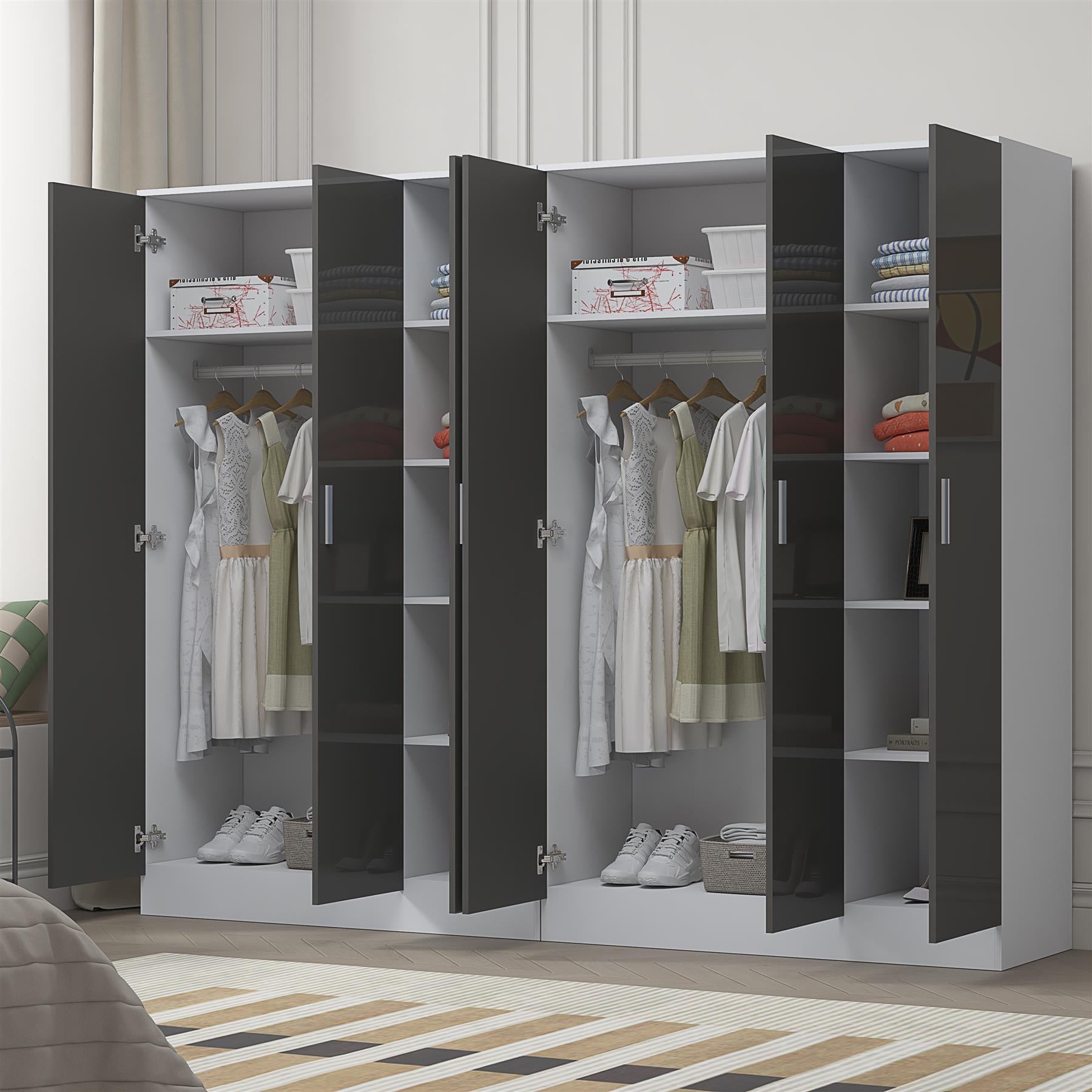 REFLECT 2pc Wardrobe Bundle - 3 Door Plain + 3 Door Plain - 4 Colour Options