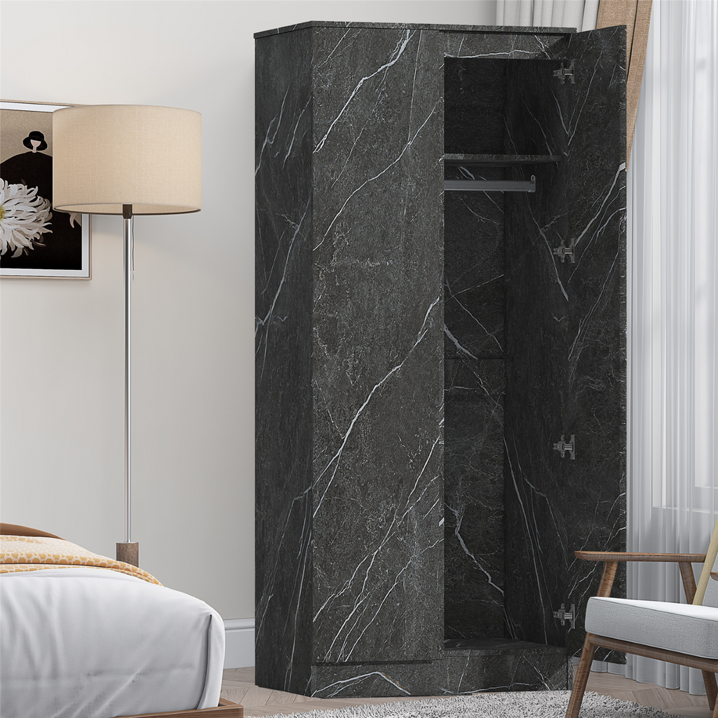 ZITA Bedroom Furniture Range Wardrobe Chest Bedside in Grey Marble Effect