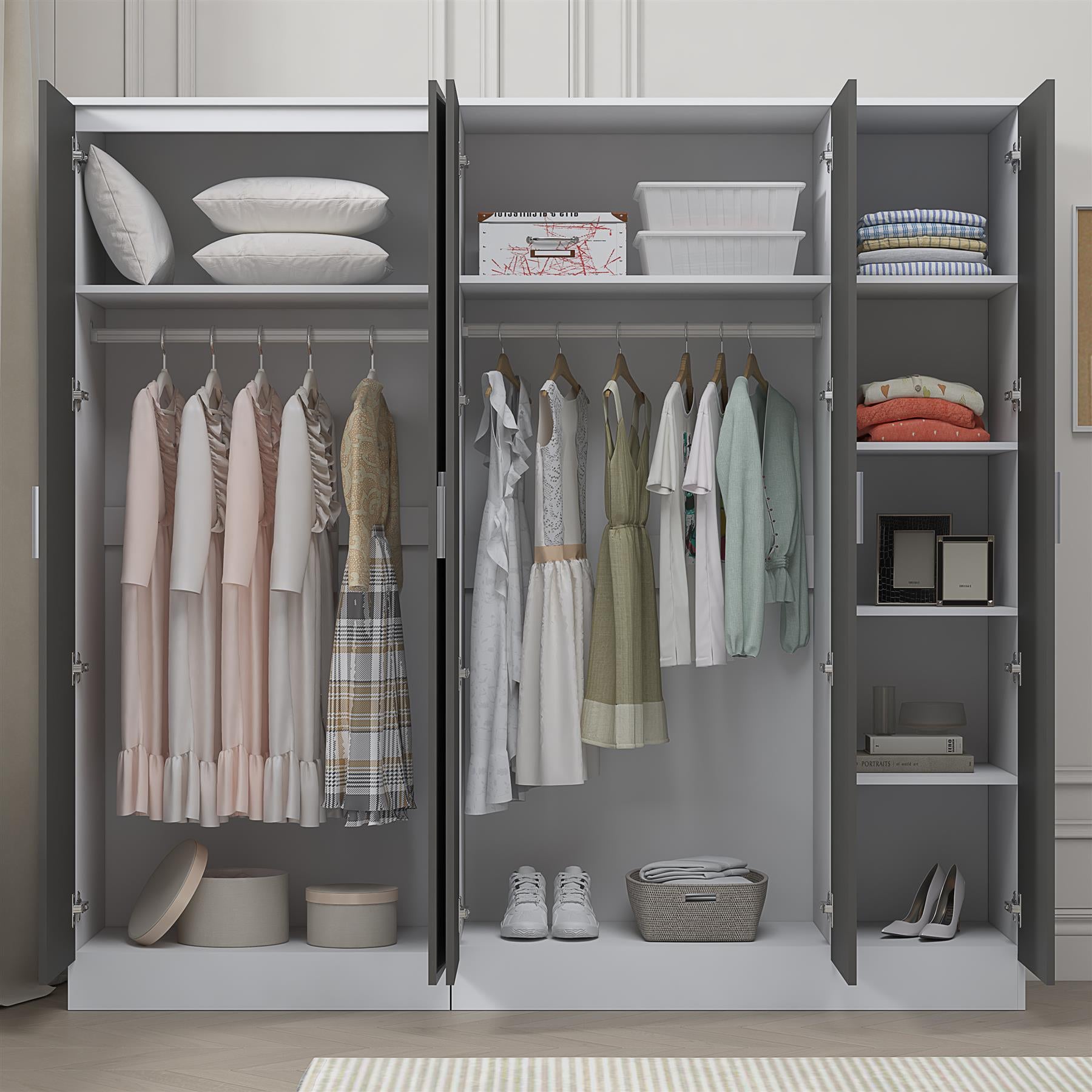 REFLECT 2pc Wardrobe Bundle - 3 Door Plain + 2 Door Plain - 4 Colour Options