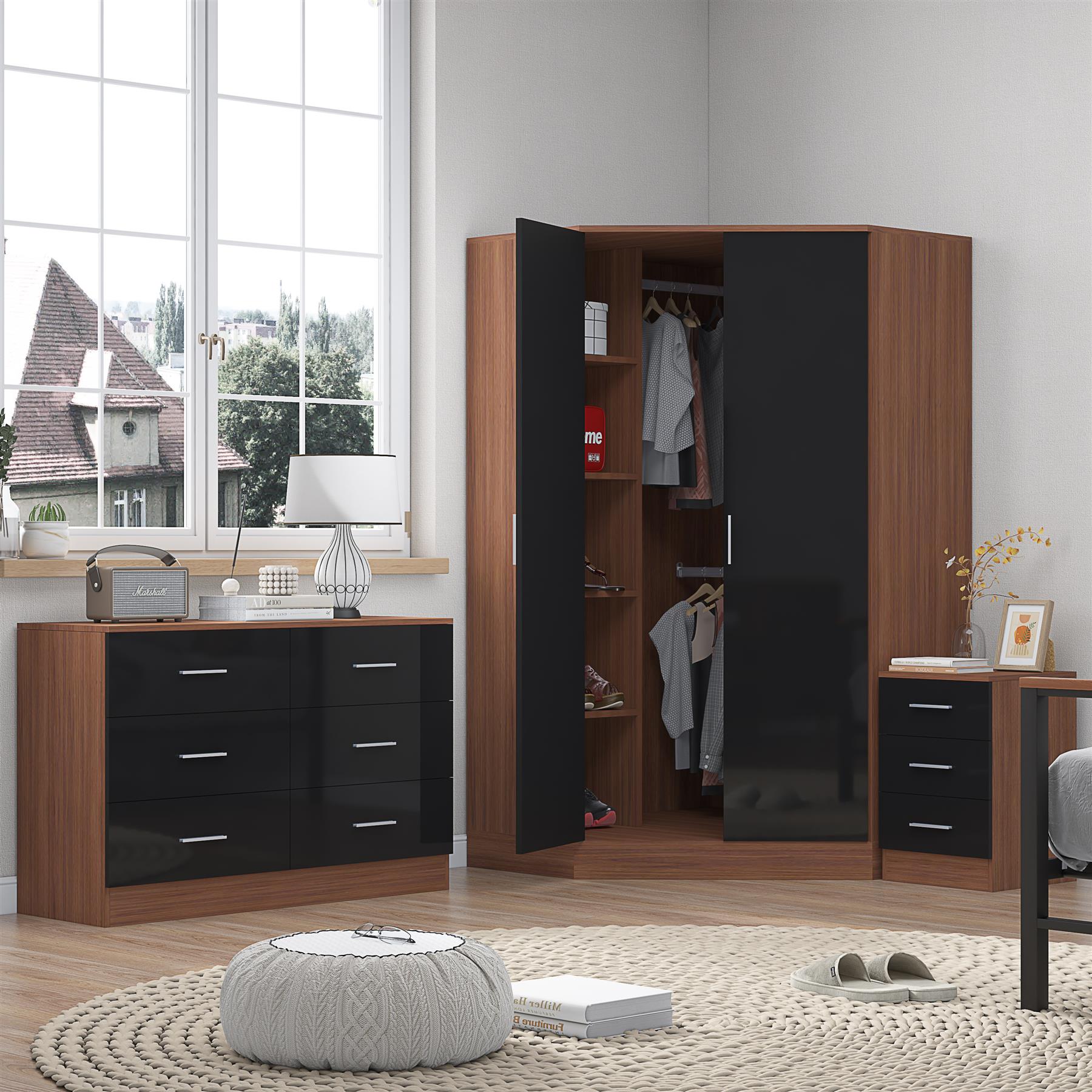 REFLECT 3pc Bedroom Set - Corner, Wide Chest, 3 Draw Bedside - 4 Colour Options