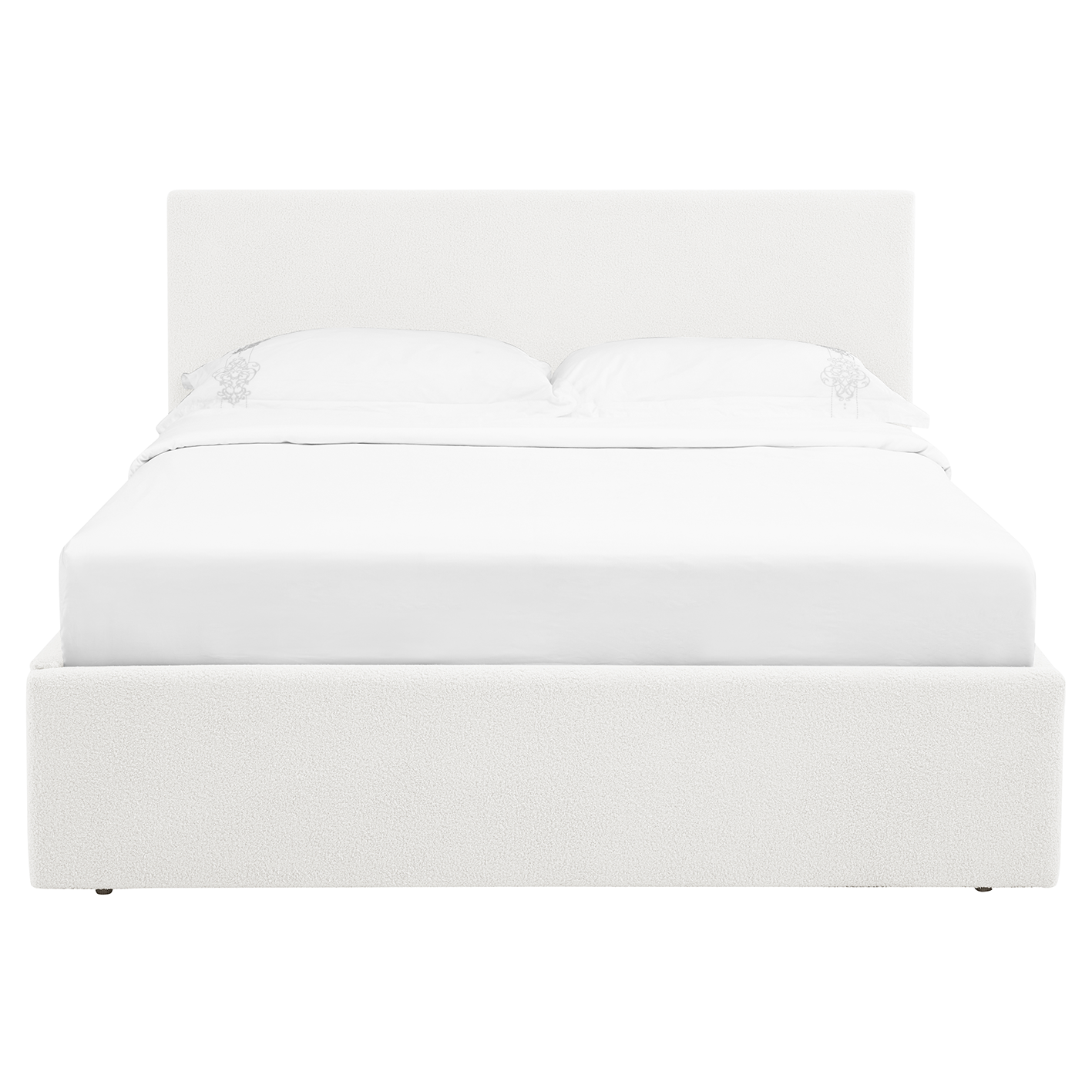 TEDDY Boucle Gas Lift Ottoman Storage Bedframe in White with 4 Size Options