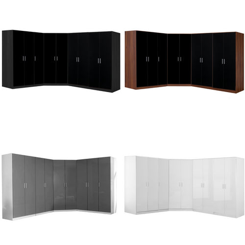 REFLECT Gloss Large 9 Door Corner Modular Wardrobe Bedroom Furniture Bundle Set