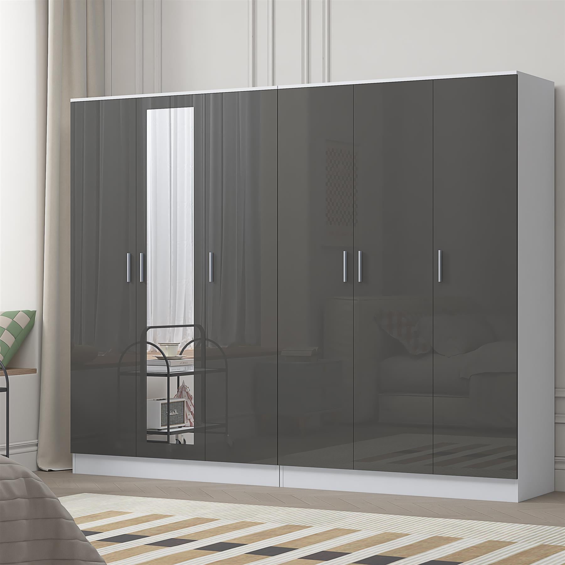 REFLECT 2pc Wardrobe Bundle - 3 Door Mirror + 3 Door Plain - 4 Colour Options