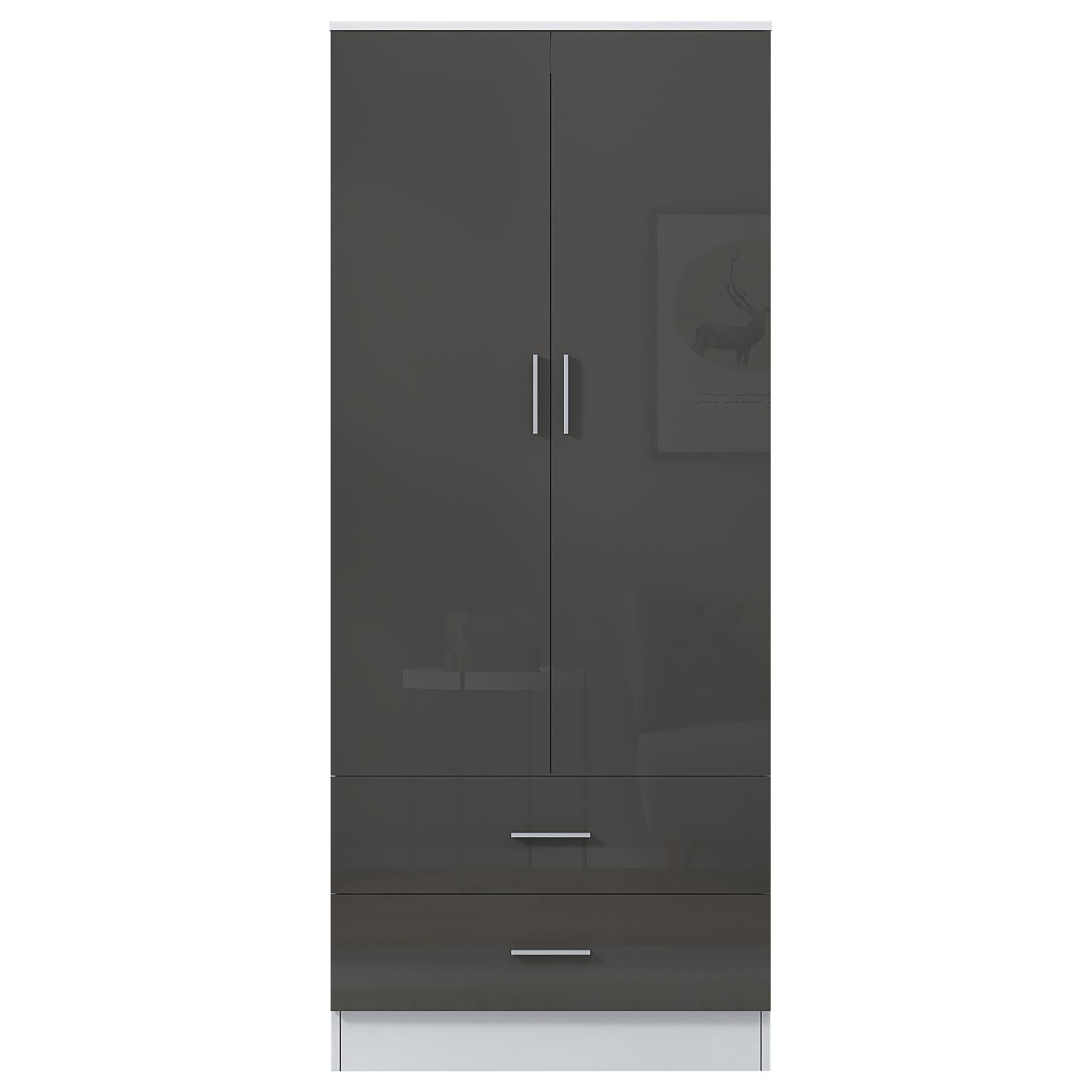 REFLECT Gloss Bedrooom 2 Door & 2 Drawer Combination Wardrobe - 4 Colour Options