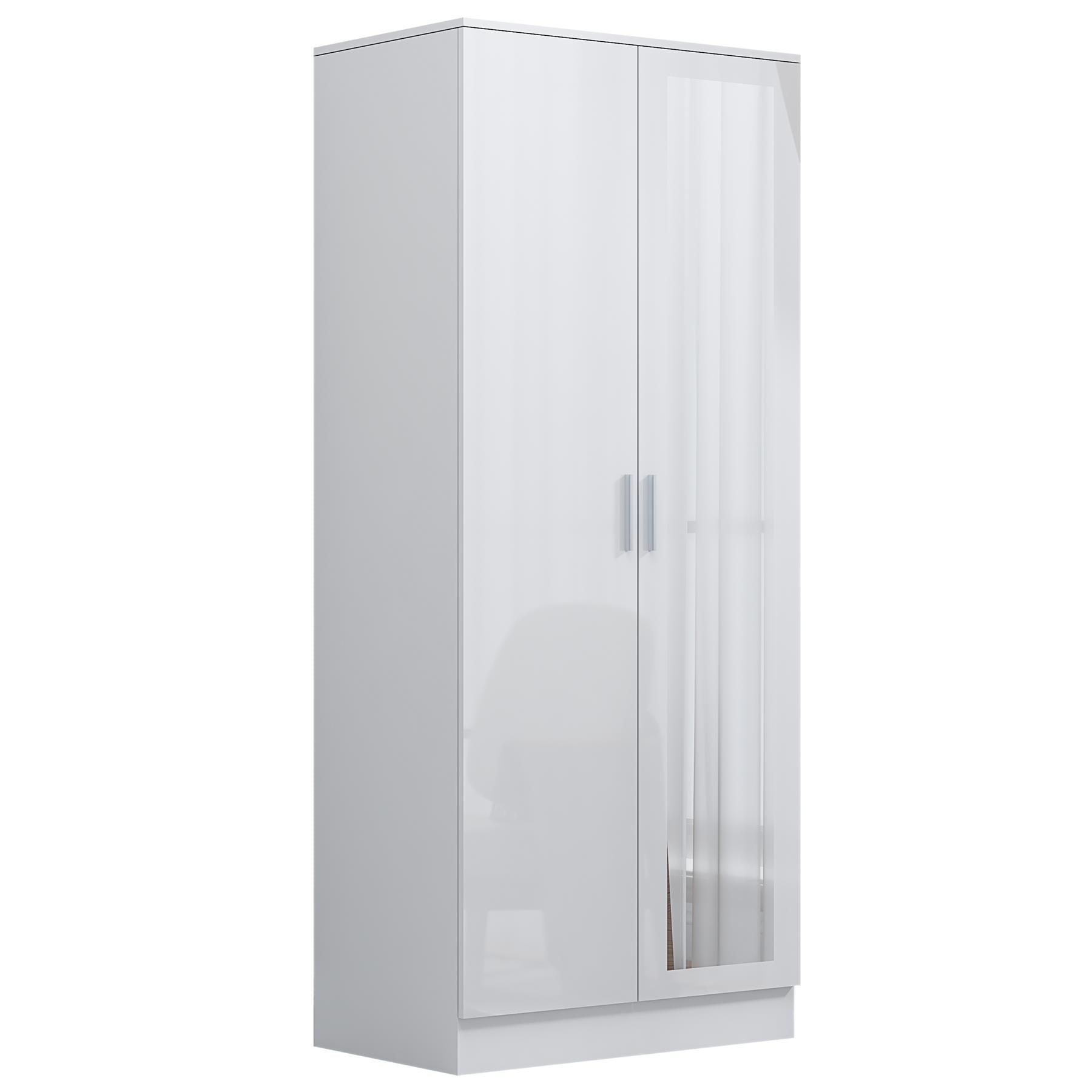 REFLECT Gloss Bedroom Furniture 2 Door Mirrored Wardrobe - 4 Colour Options