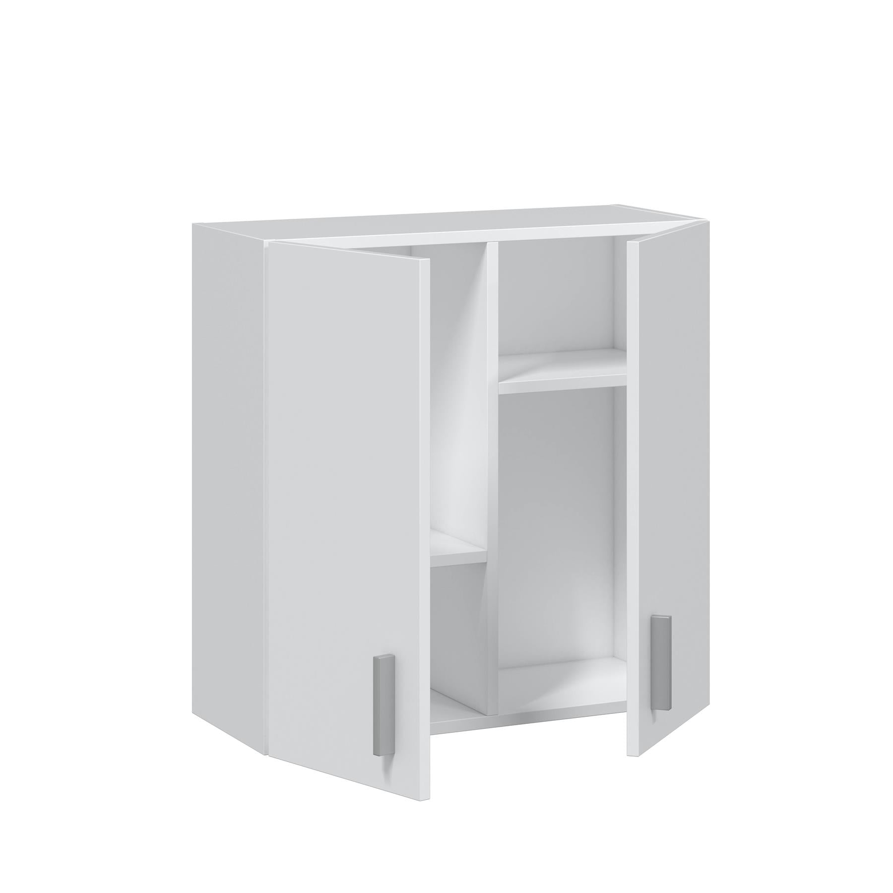 Vita White Wall-Hung Kitchen Cupboard - 2 Door Modular Storage Unit for Utility Room or Kitchen - H: 60cm x W: 59cm x D: 27cm