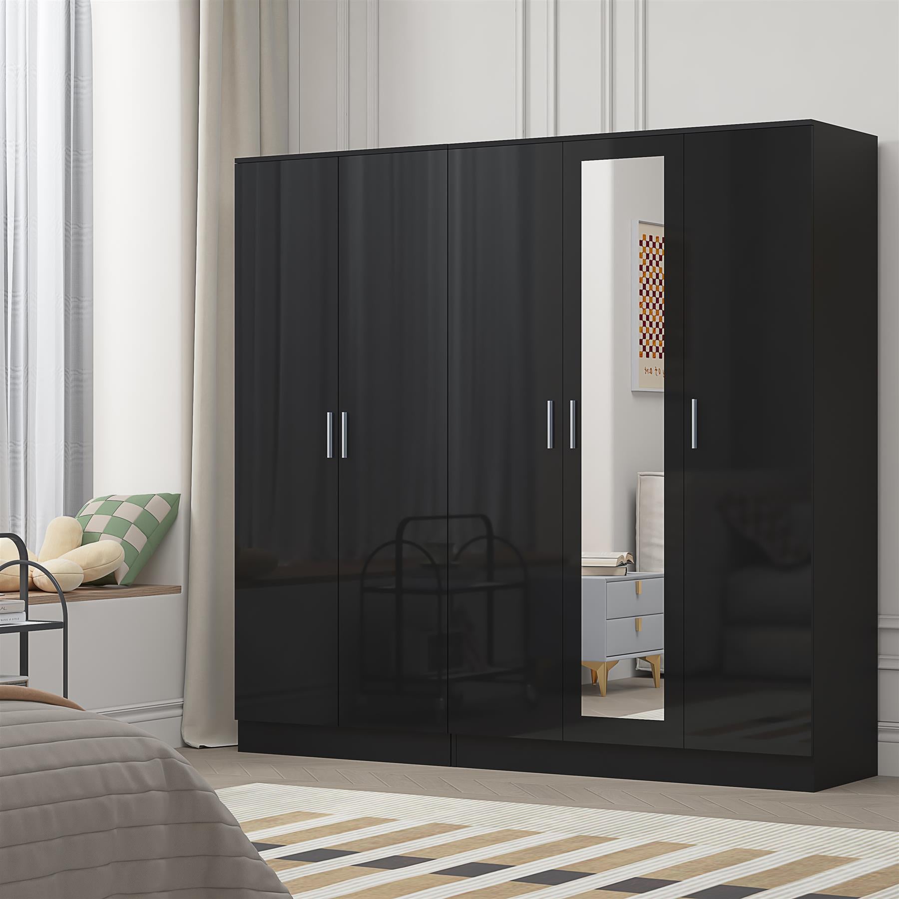 REFLECT 2pc Wardrobe Bundle - 3 Door Mirror + 2 Door Plain - 4 Colour Options