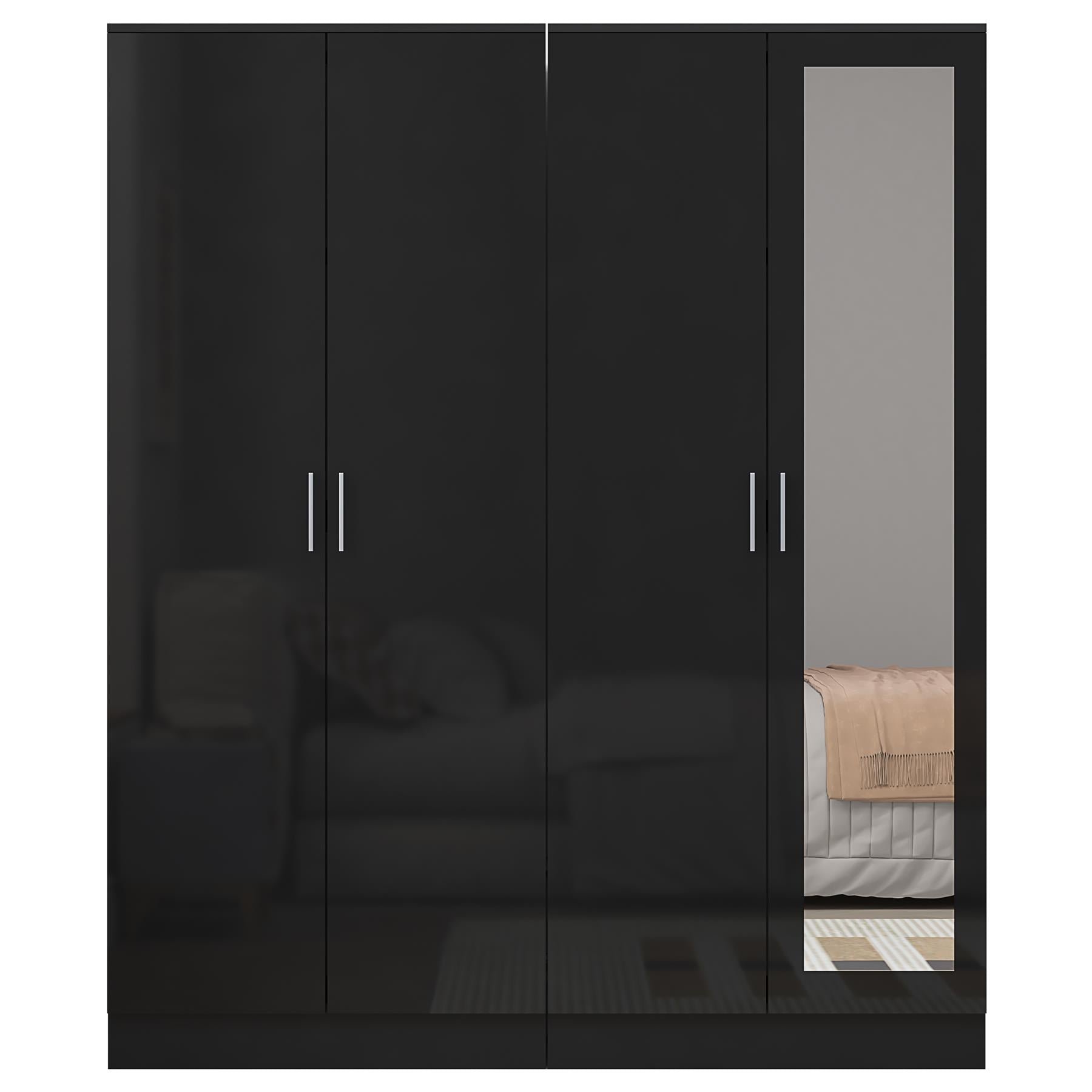 REFLECT Gloss 2pc Wardrobe Bundle - 2 Door Mirror + 2 Door Plain - 4 Colours