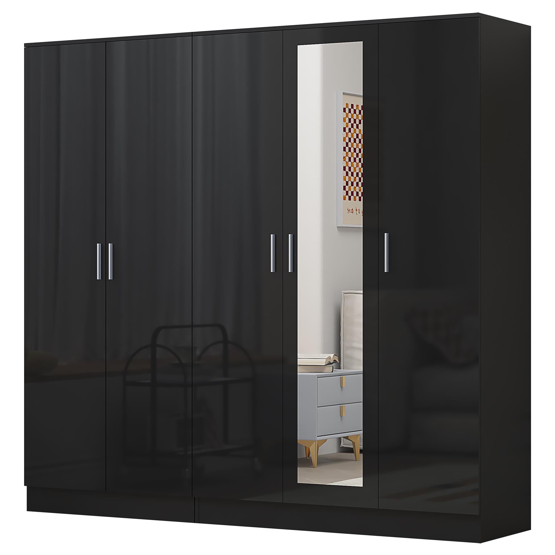 REFLECT 2pc Wardrobe Bundle - 3 Door Mirror + 2 Door Plain - 4 Colour Options