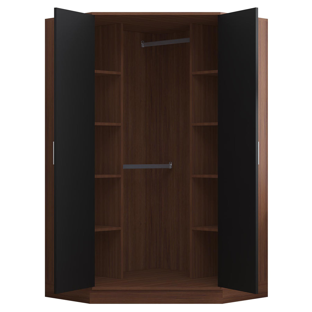 REFLECT High Gloss Bedroom Furniture Wardrobe Chest Bedside Desk - Black/Walnut