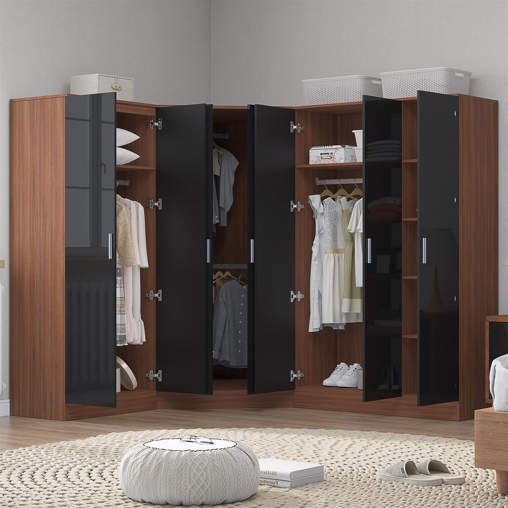 REFLECT Gloss 7 Door Wardrobe Bundle - Corner + 3dr Plain + Double Wardrobe