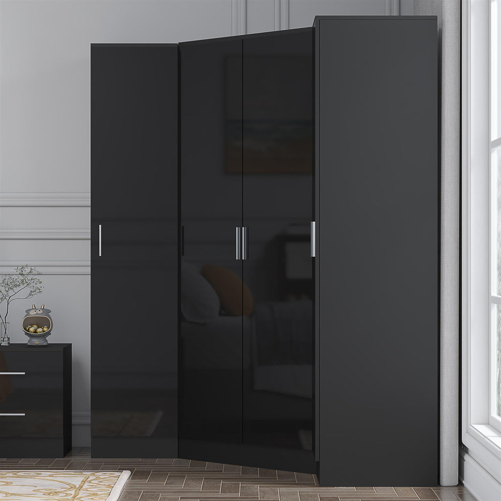 REFLECT Gloss 4 Door Corner Wardrobe Bundle Inc Corner + 2x 1 Door Wardrobes Set