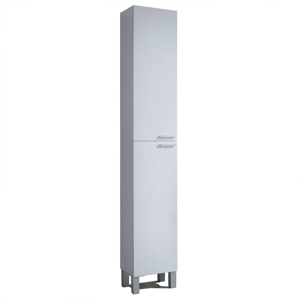 Baltic White Tall 2 Door Bathroom Storage Cabinet - Organiser for Toiletries & Towels - H: 182cm x W: 30cm x D: 25cm.