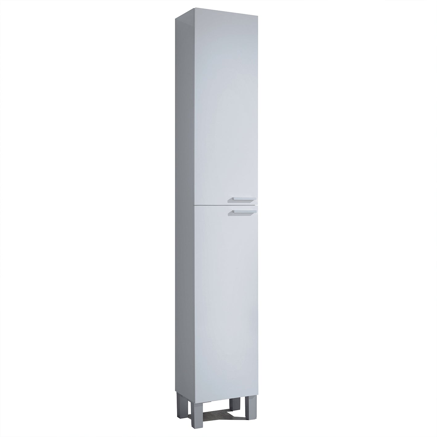 Baltic White Tall 2 Door Bathroom Storage Cabinet - Organiser for Toiletries & Towels - H: 182cm x W: 30cm x D: 25cm.