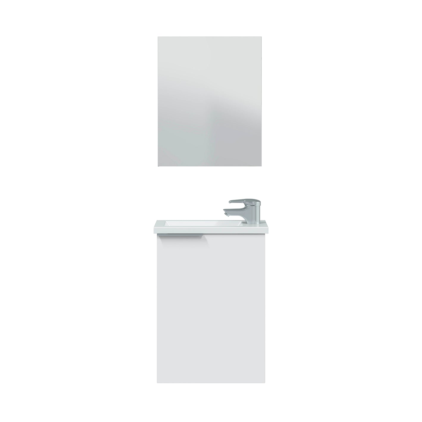 Gloss White 40cm Bathroom Vanity Unit with Sink and Mirror- Compact Basin Cabinet for Small Bathrooms.