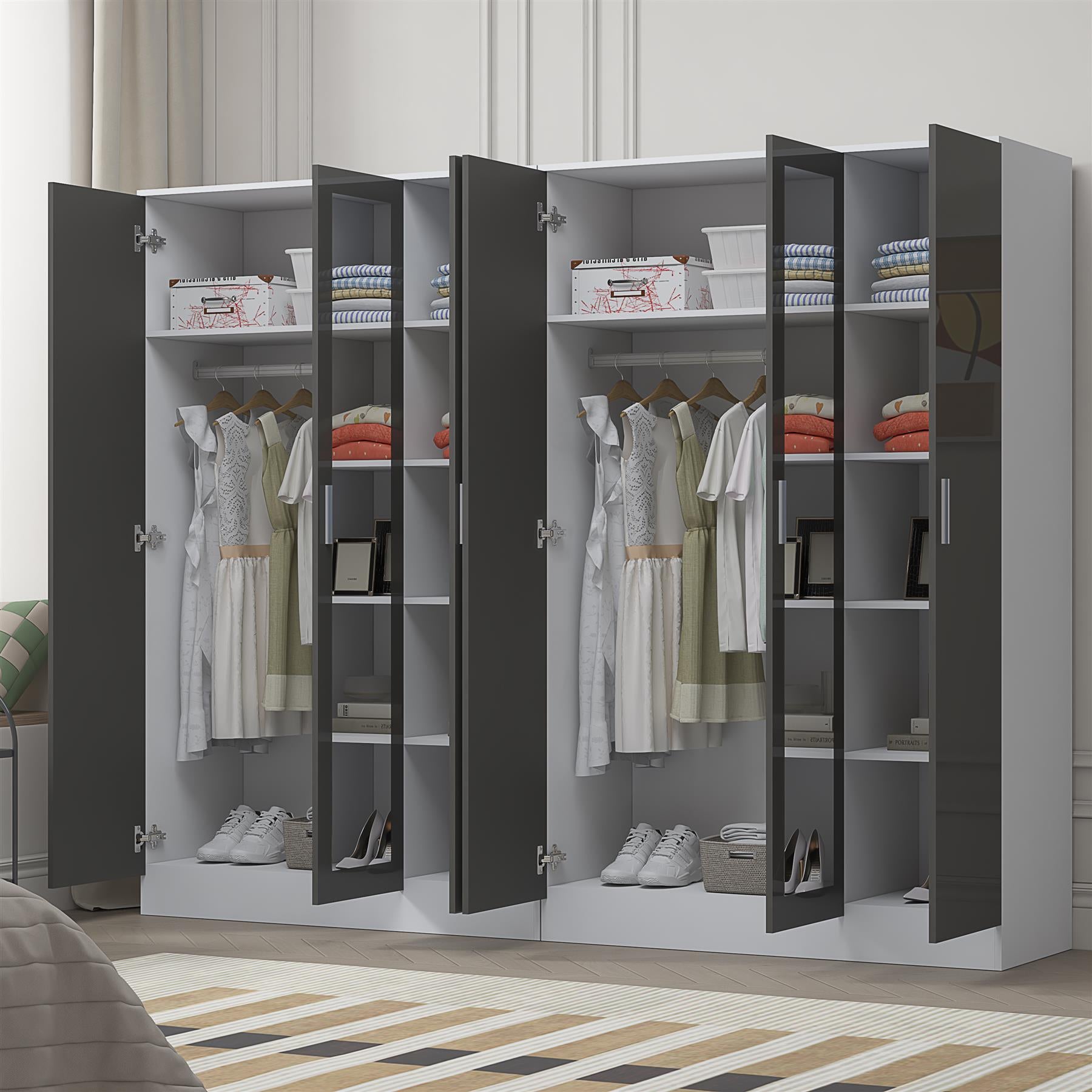 REFLECT 2pc Wardrobe Bundle - 3 Door Mirror + 3 Door Mirror - 4 Colour Options