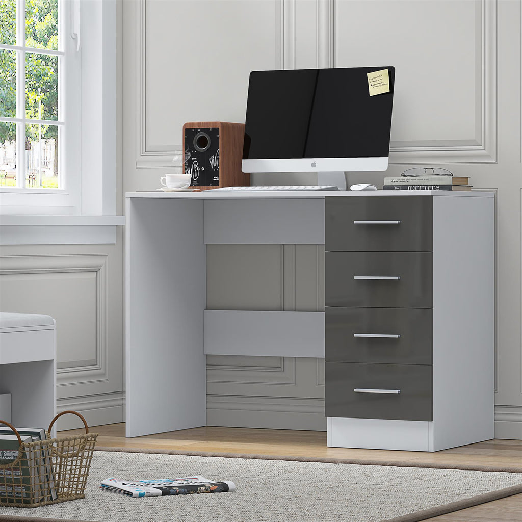 REFLECT Gloss Bedroom Furniture 4 Drawer Dressing Table Desk - 4 Colour Options