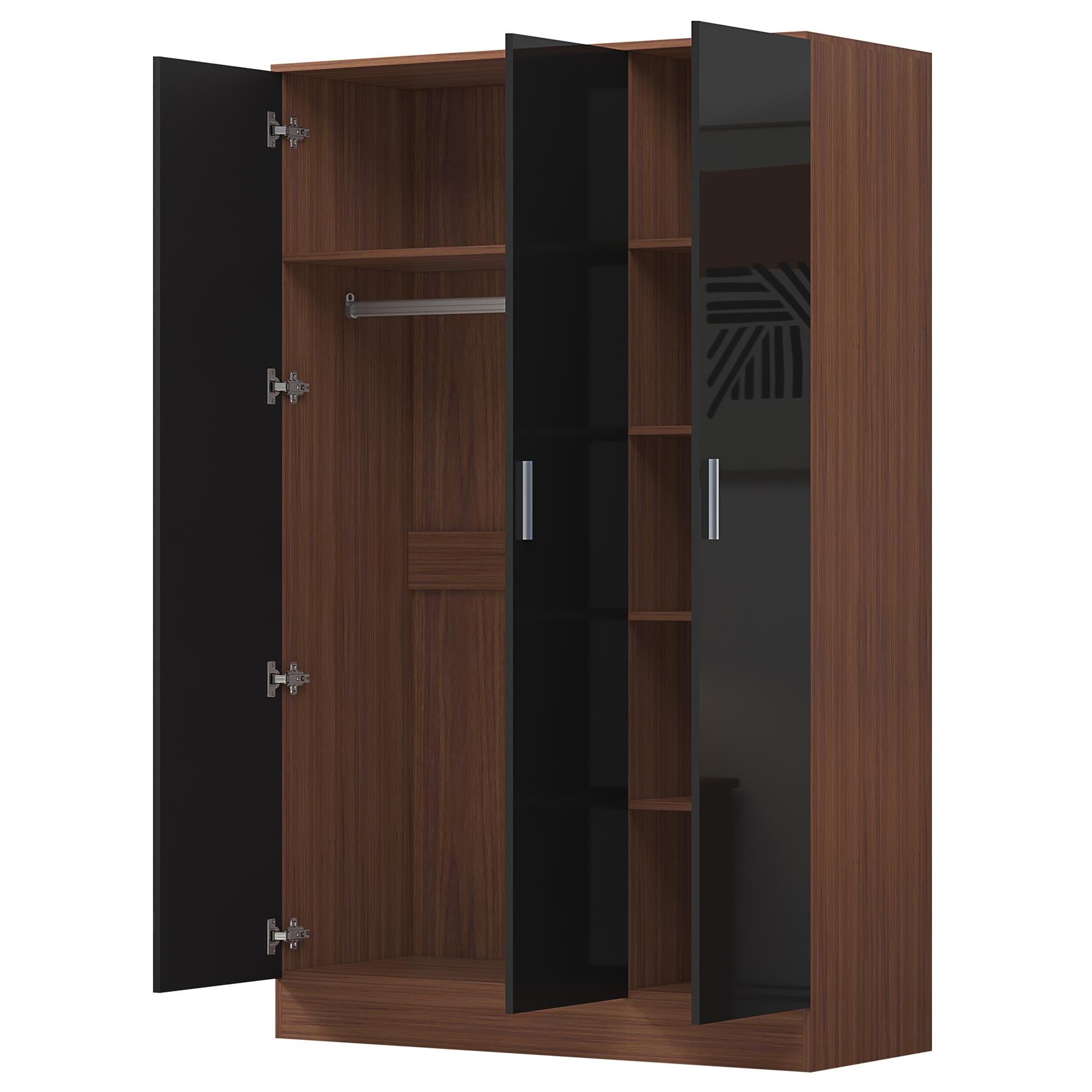 REFLECT Gloss Bedroom Furniture 3 Door Plain Wardrobe - 4 Colour Options