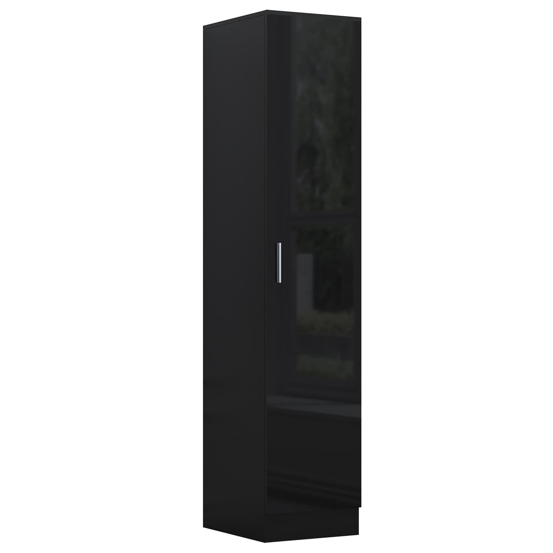 Reflect 4pc Wardrobe Bundle - 2 Door Corner + 3 Door Mirror + 3 Door Plain + 1 Door Plain - Black Gloss & Black Oak