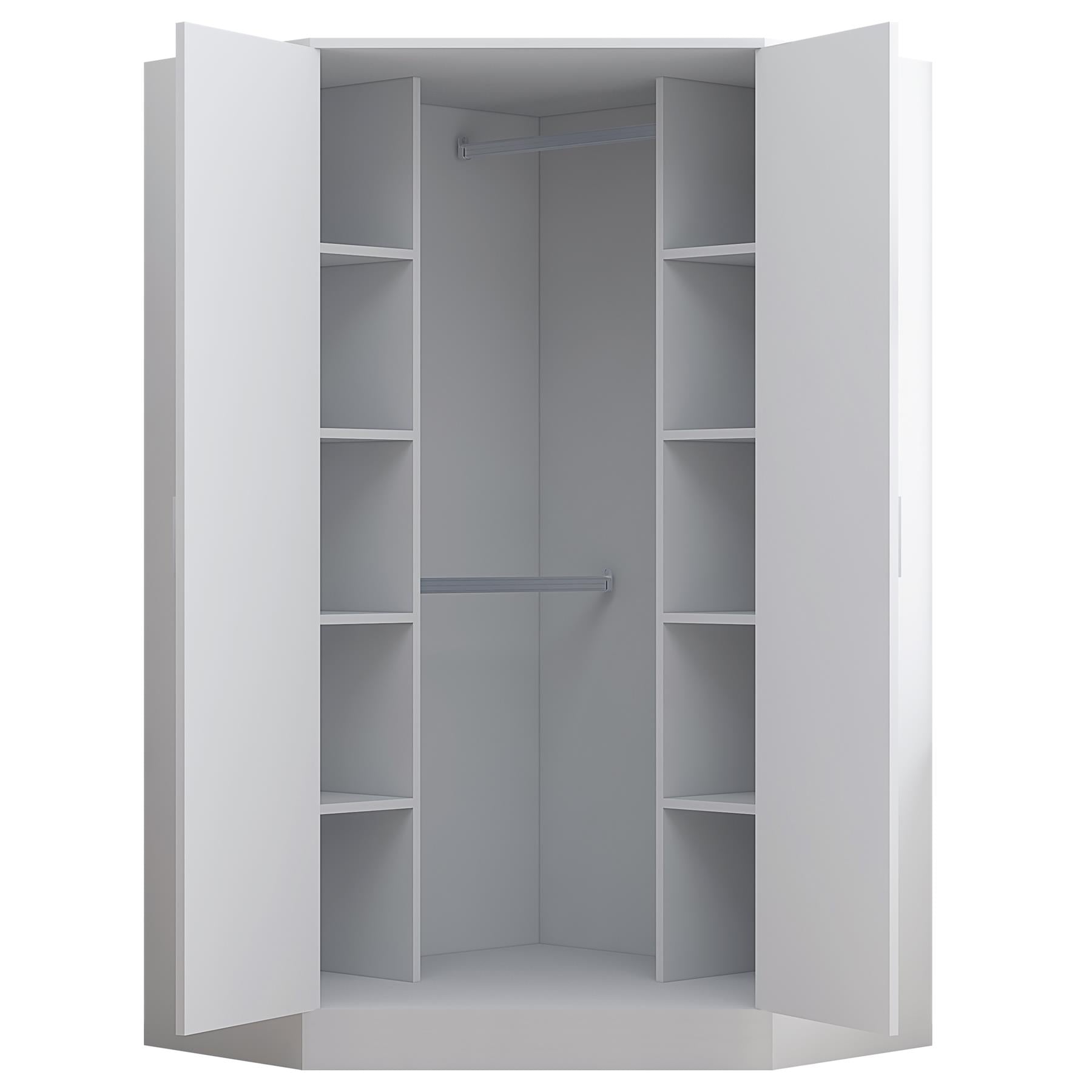 REFLECT Gloss 5 Door Wardrobe Bundle - 2 Door Corner + 3 Door Mirror Bedroom Set