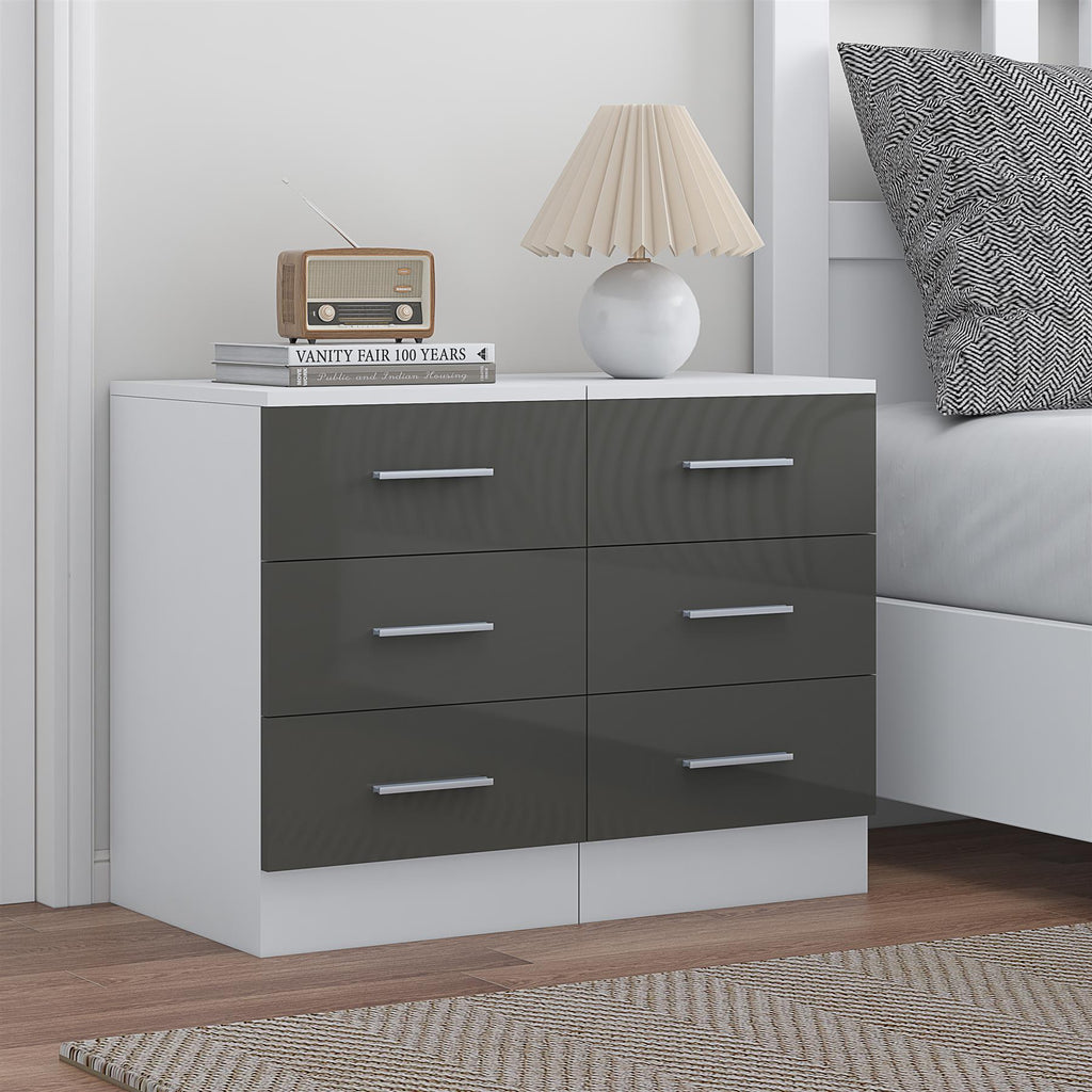 REFLECT High Gloss Pair of 3 Drawer Bedsides in 4 Colour Options
