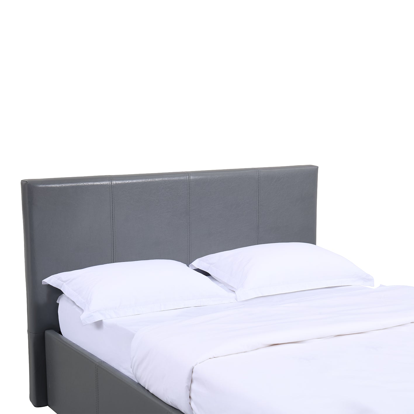 LUNA 4FT Small Double Grey Ottoman Storage Bed Gas Lift - Faux Leather Fabric & Sprung Slats Base - L:203cm x W:138cm x H: 88.5cm