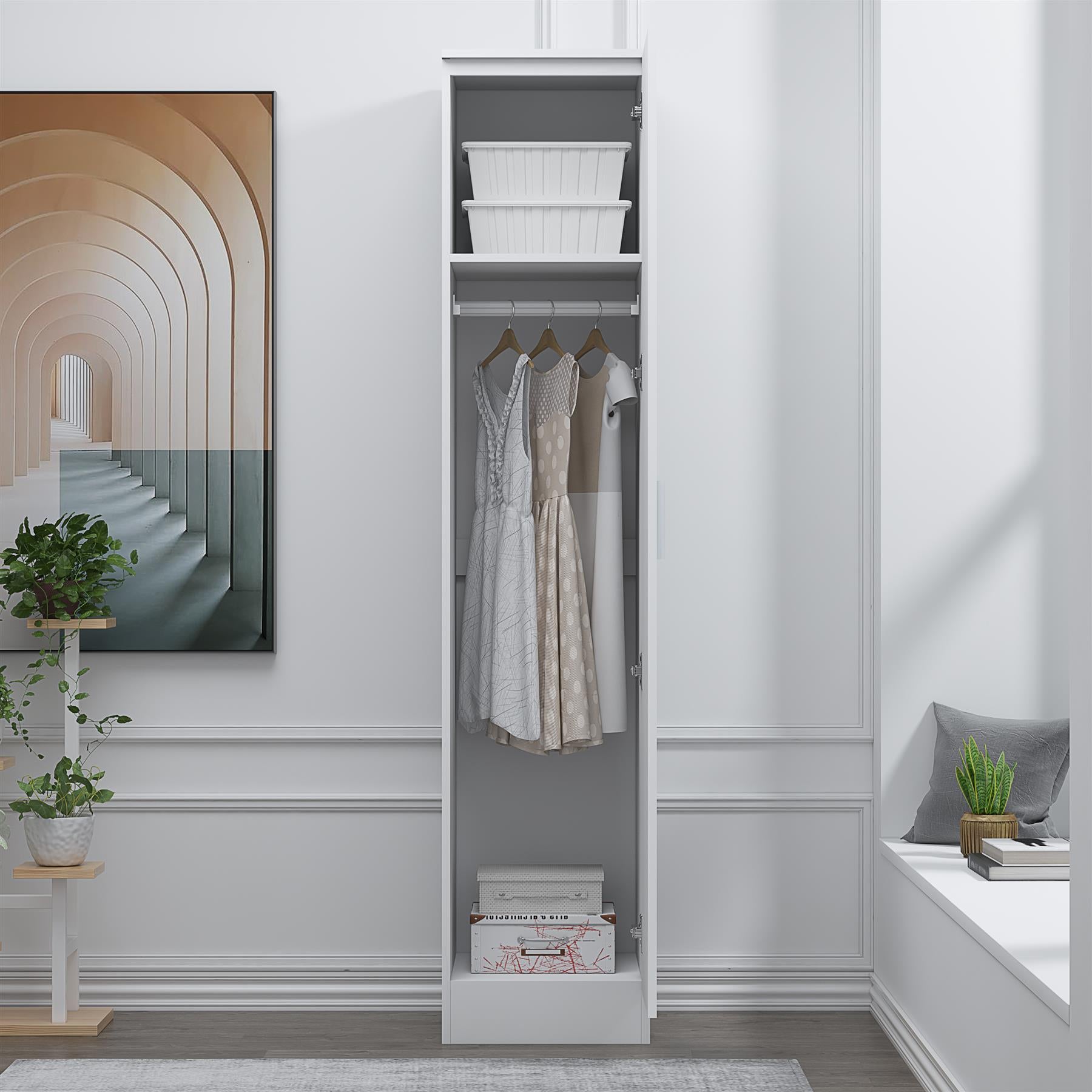 REFLECT Gloss Bedroom Furniture 1 Door Plain Wardrobe - 4 Colour Options