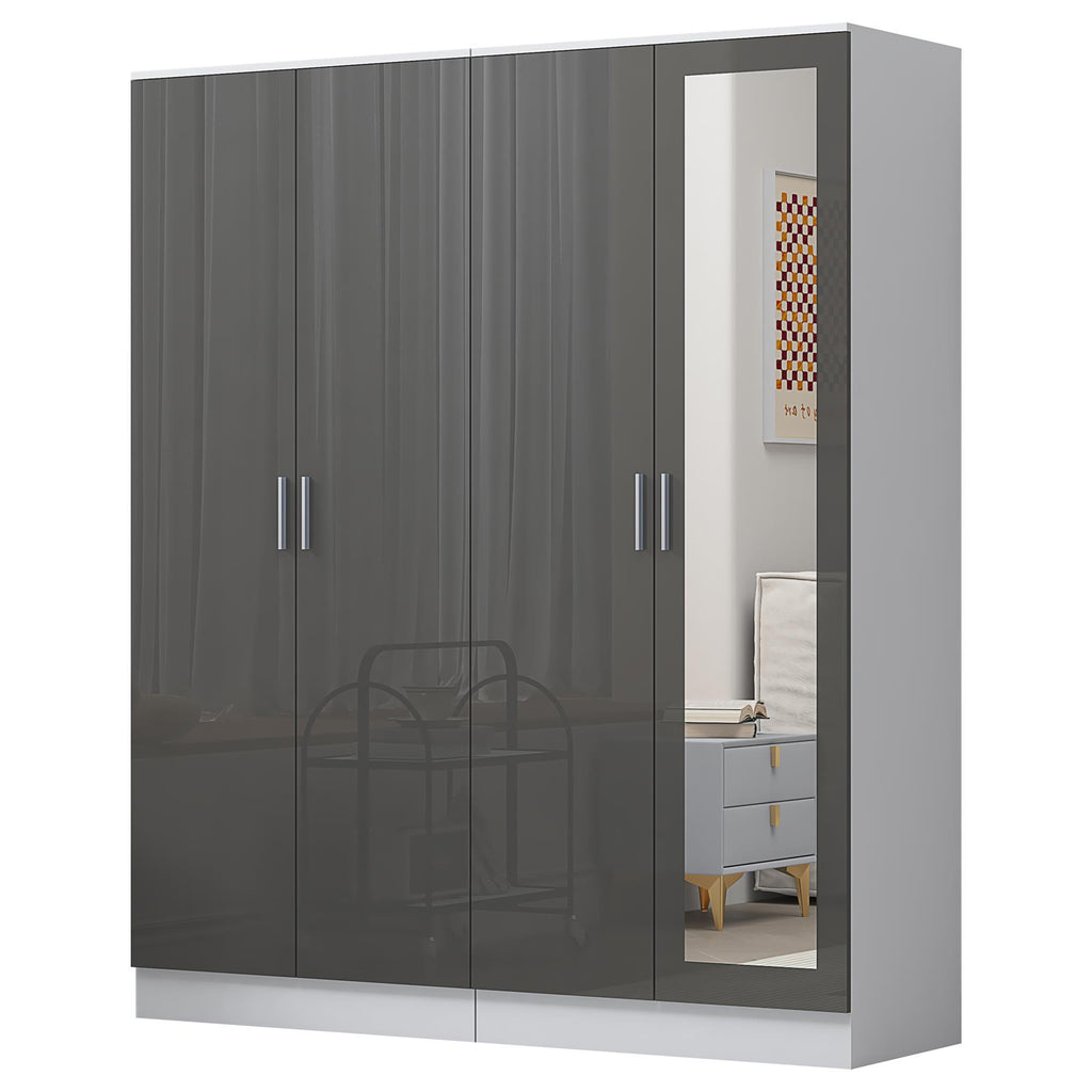 REFLECT Gloss 2pc Wardrobe Bundle - 2 Door Mirror + 2 Door Plain - 4 Colours