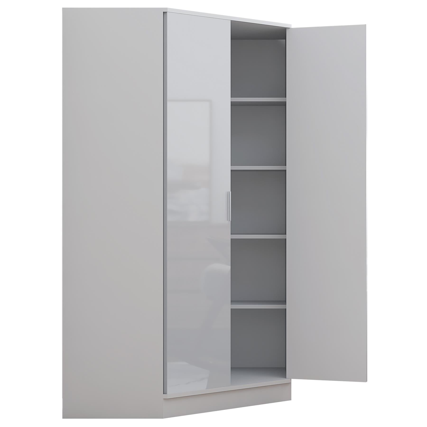 Reflect 3pc Wardrobe Bundle - 2 Door Corner + 2x 2 Door Plain - White Gloss & Matt White