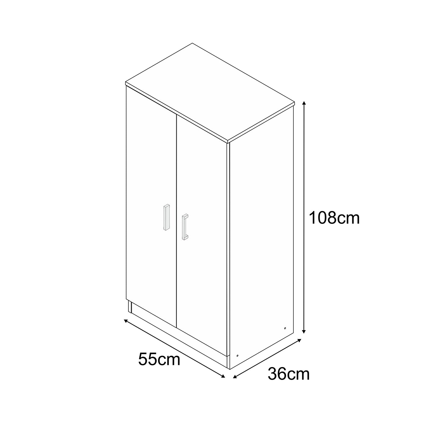 BELLINI White 2 Door Shoe Storage Cabinet - 6 Shelves Holds 20 Pairs - Space-Saving Design - H: 108cm x W: 55cm x D: 36cm