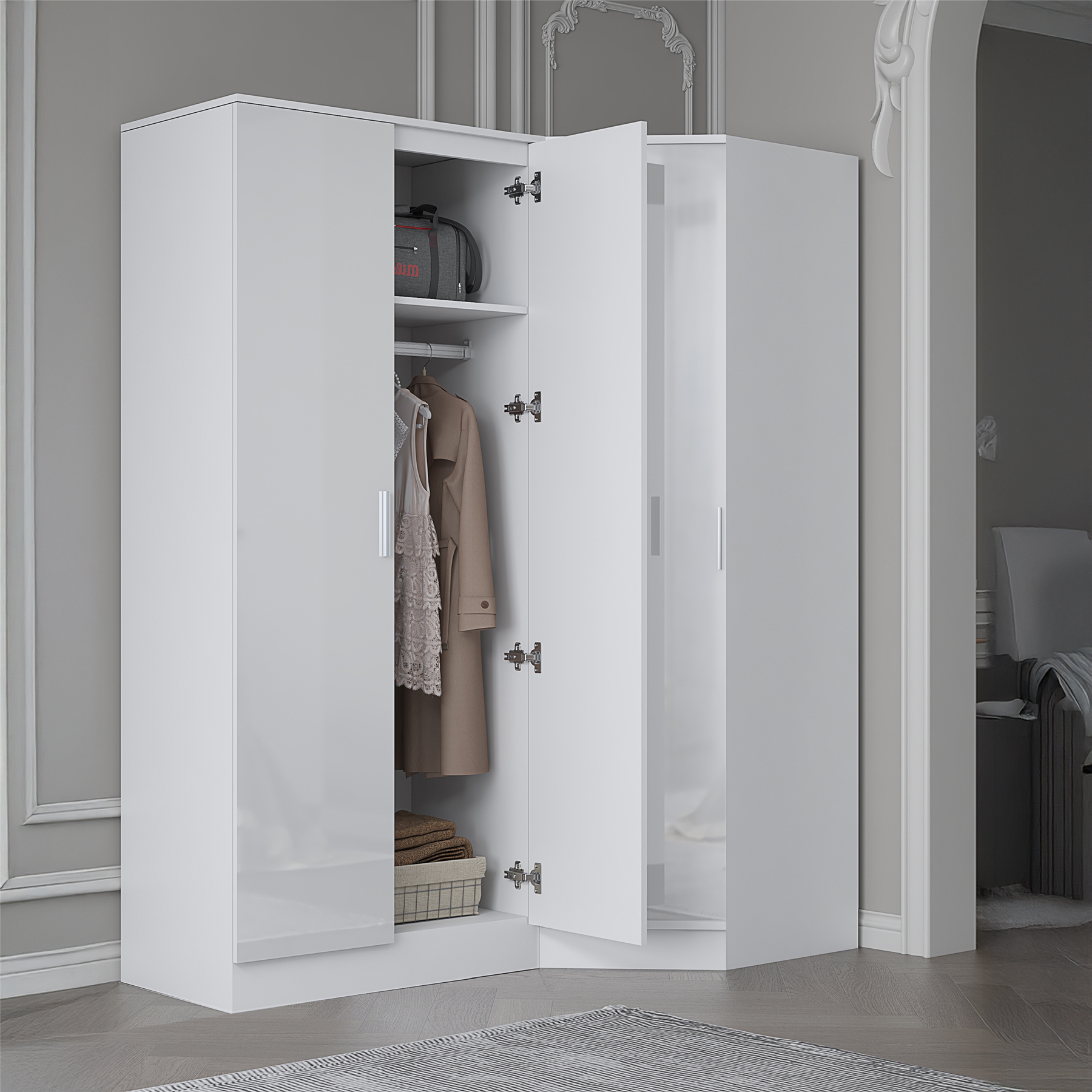 REFLECT 1dr Corner Bedroom Furniture Bundles Chest, Bedsides, Desks - 4 Colours