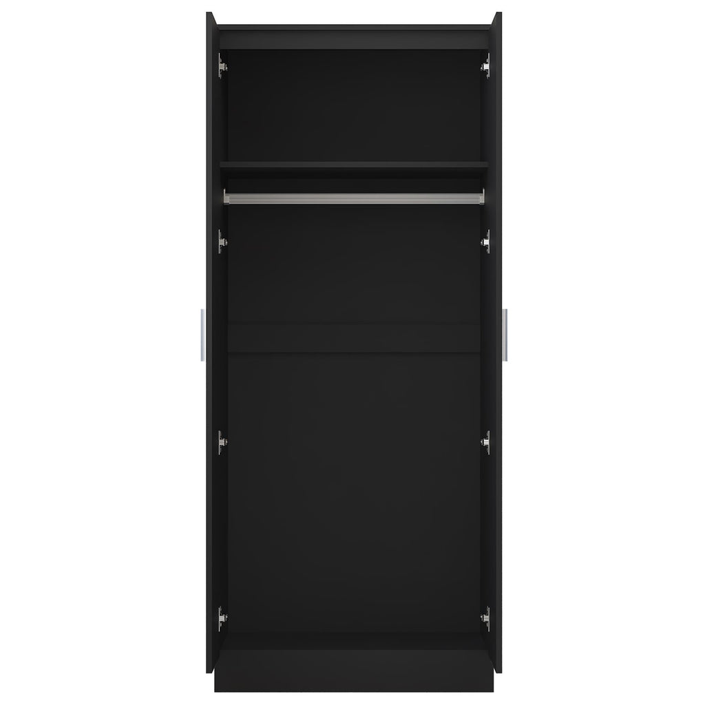 Reflect 3pc Wardrobe Bundle - 2 Door Corner + 2x 2 Door Plain - Black Gloss & Black Oak