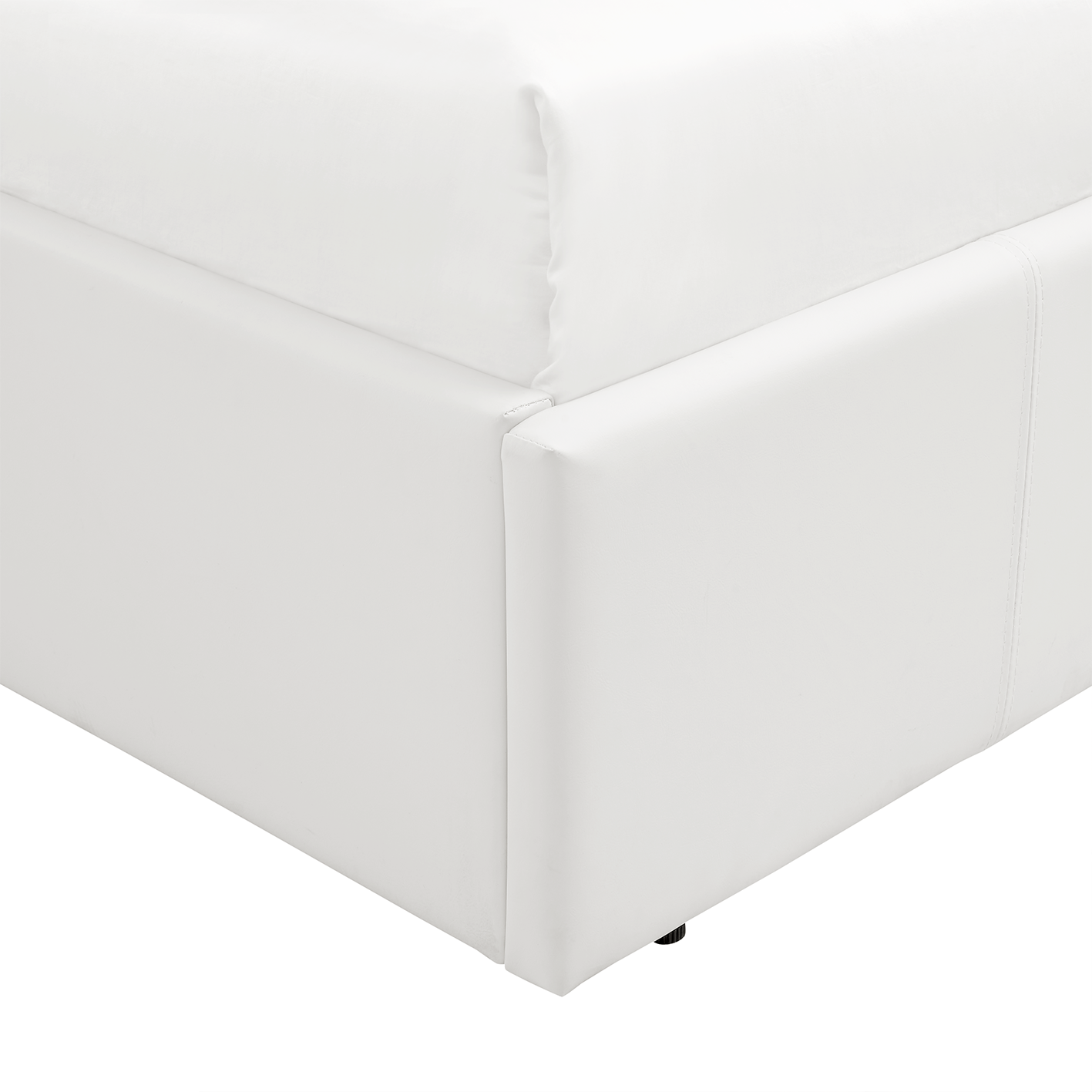 LUNA Faux Leather Ottoman Storage Bedframe in White 4 Size + Mattress Options