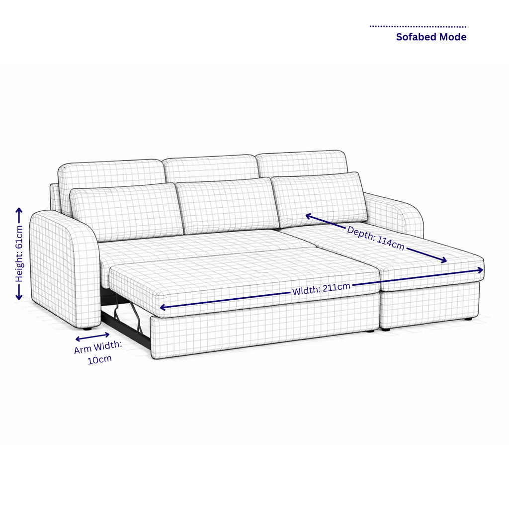 FLYN - 3 Seater L Shape Corner Sofabed in Teddy Boucle BLACK