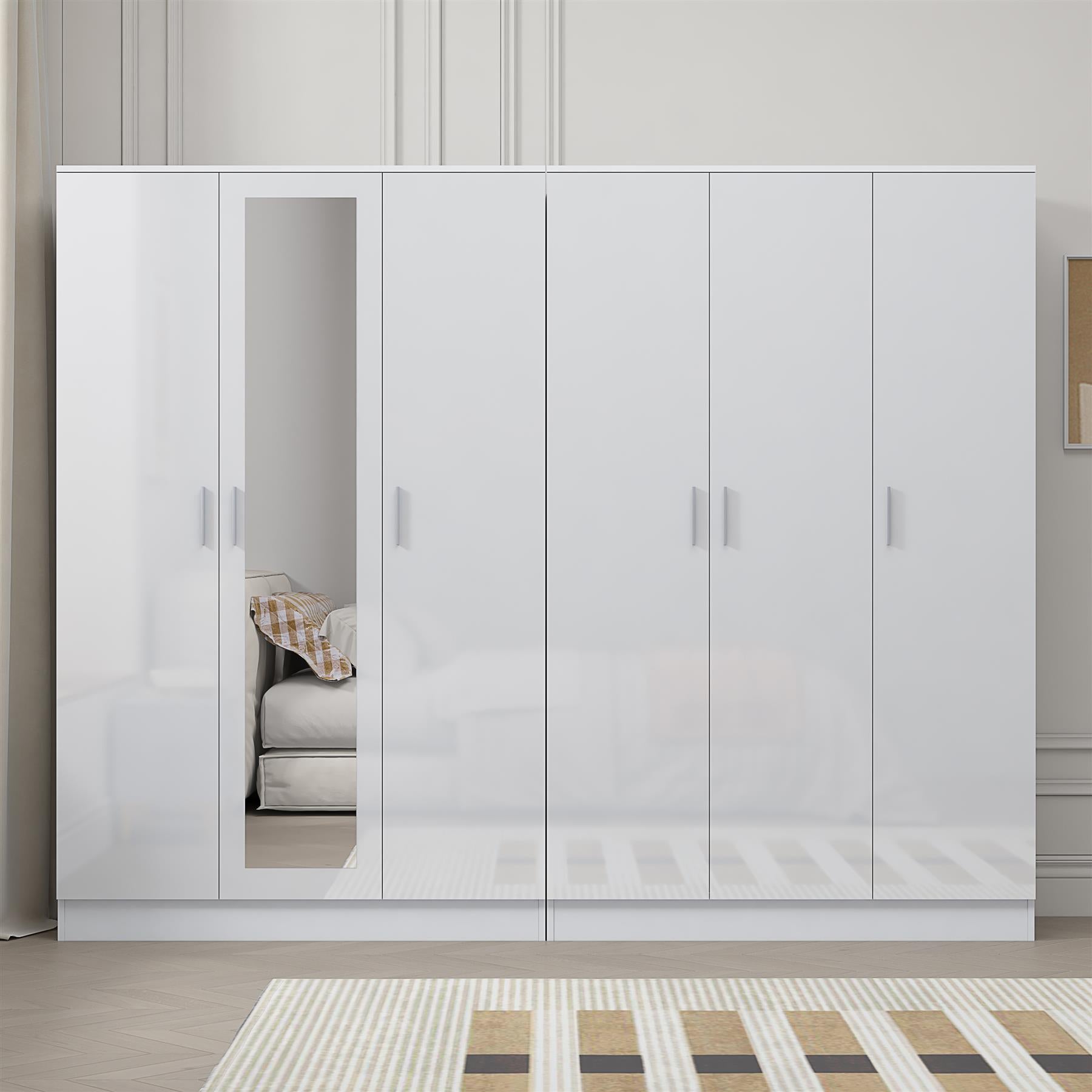 REFLECT 2pc Wardrobe Bundle - 3 Door Mirror + 3 Door Plain - 4 Colour Options