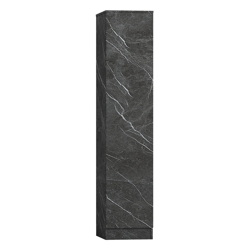 ZITA Compact 1-Door Wardrobe in Grey Marble Effect - Bedroom Storage, (L) 50cm x (W) 37.5cm x (H) 180cm, Stylish and Space-Saving