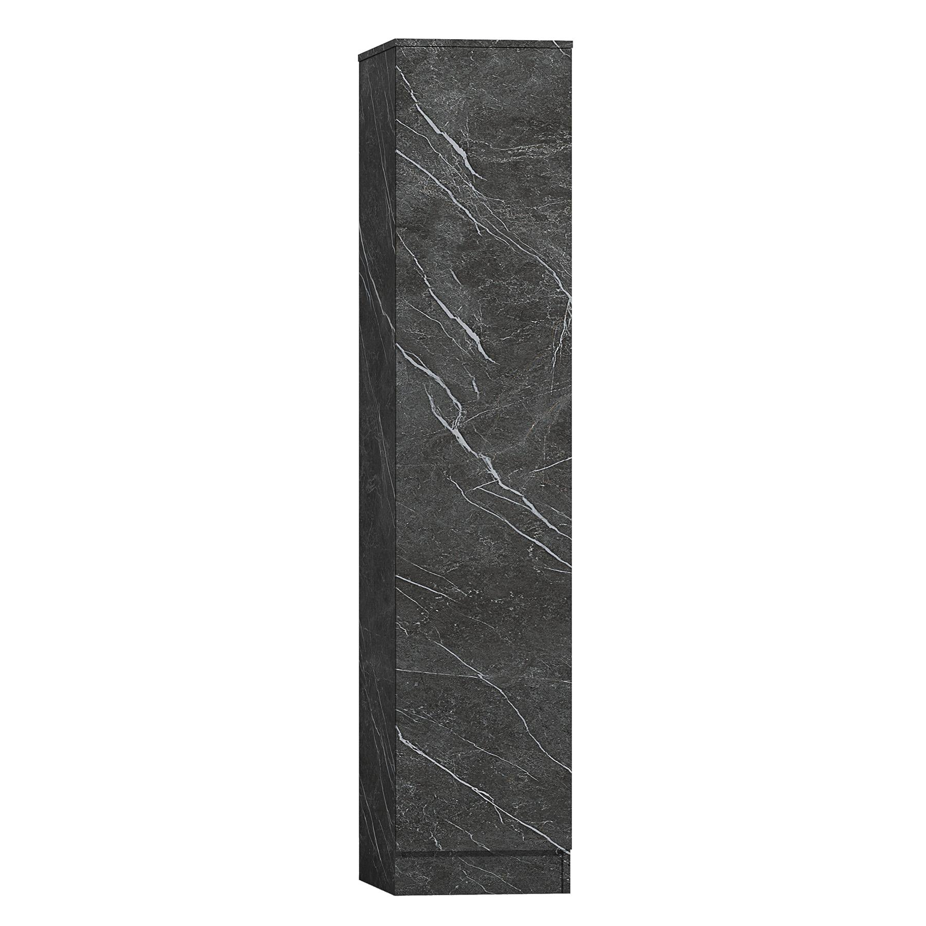 ZITA Compact 1-Door Wardrobe in Grey Marble Effect - Bedroom Storage, (L) 50cm x (W) 37.5cm x (H) 180cm, Stylish and Space-Saving