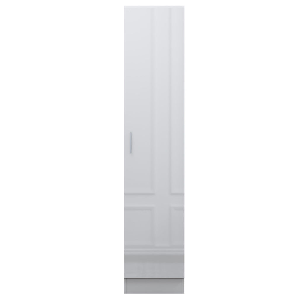 REFLECT - 1 Door Corner + 1 Door Plain Wardrobe in Gloss White / Matt White