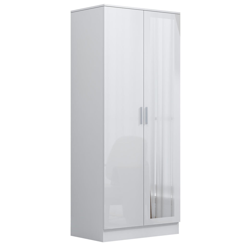 Reflect 3pc Wardrobe Bundle - 2 Door Corner + 2 Door Mirror + 1 Door Plain - White Gloss & Matt White