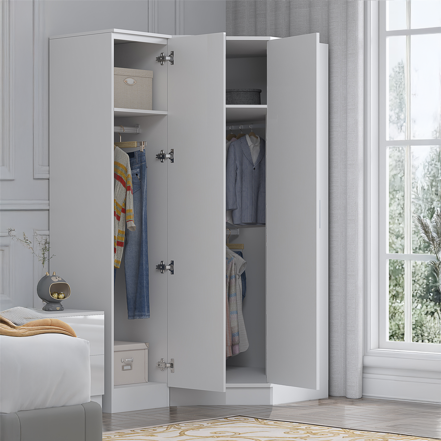 REFLECT 1dr Corner Bedroom Furniture Bundles Chest, Bedsides, Desks - 4 Colours