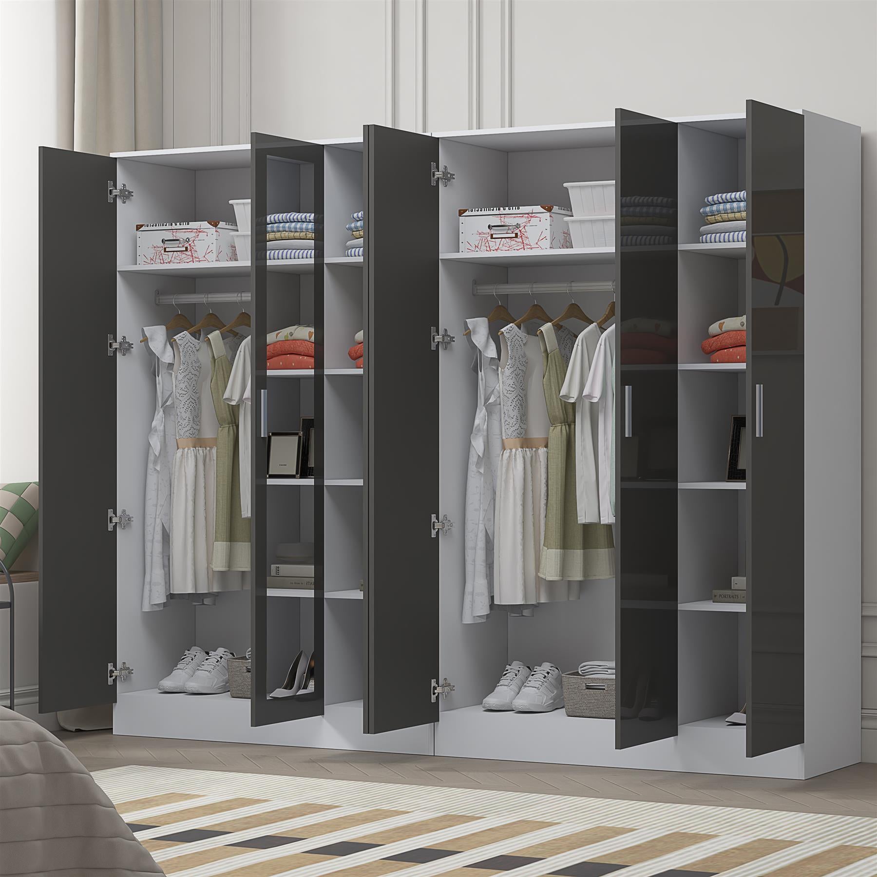 REFLECT 2pc Wardrobe Bundle - 3 Door Mirror + 3 Door Plain - 4 Colour Options